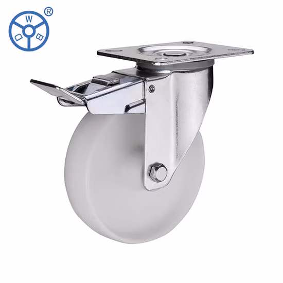 Wbd European Transport Industrial Castor Wheels Ruedas De Nylon Wheel Top Plate Swivel Caster 3 4 5 6 8 Inch Rueda Industriales with Brake